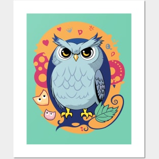 Mr. Owl Blue Posters and Art